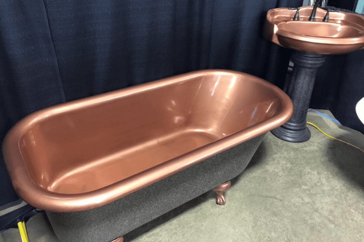 Copper and Faux Granite Clawfoot and Pedestal Sink